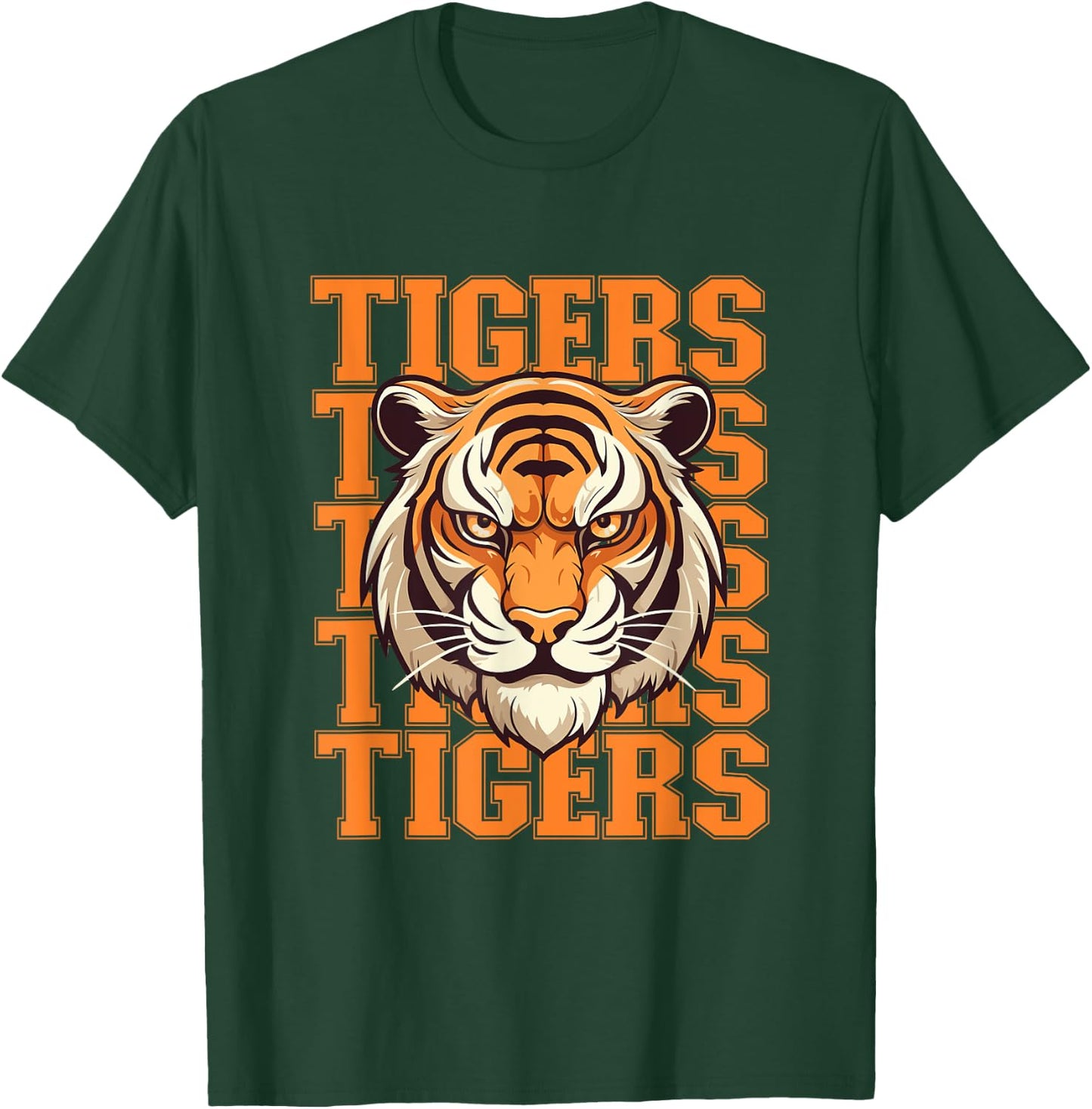 Football Tigers School Sports Fan Team Spirit Tigers Mascot T-Shirt - T-Shirt | Forest