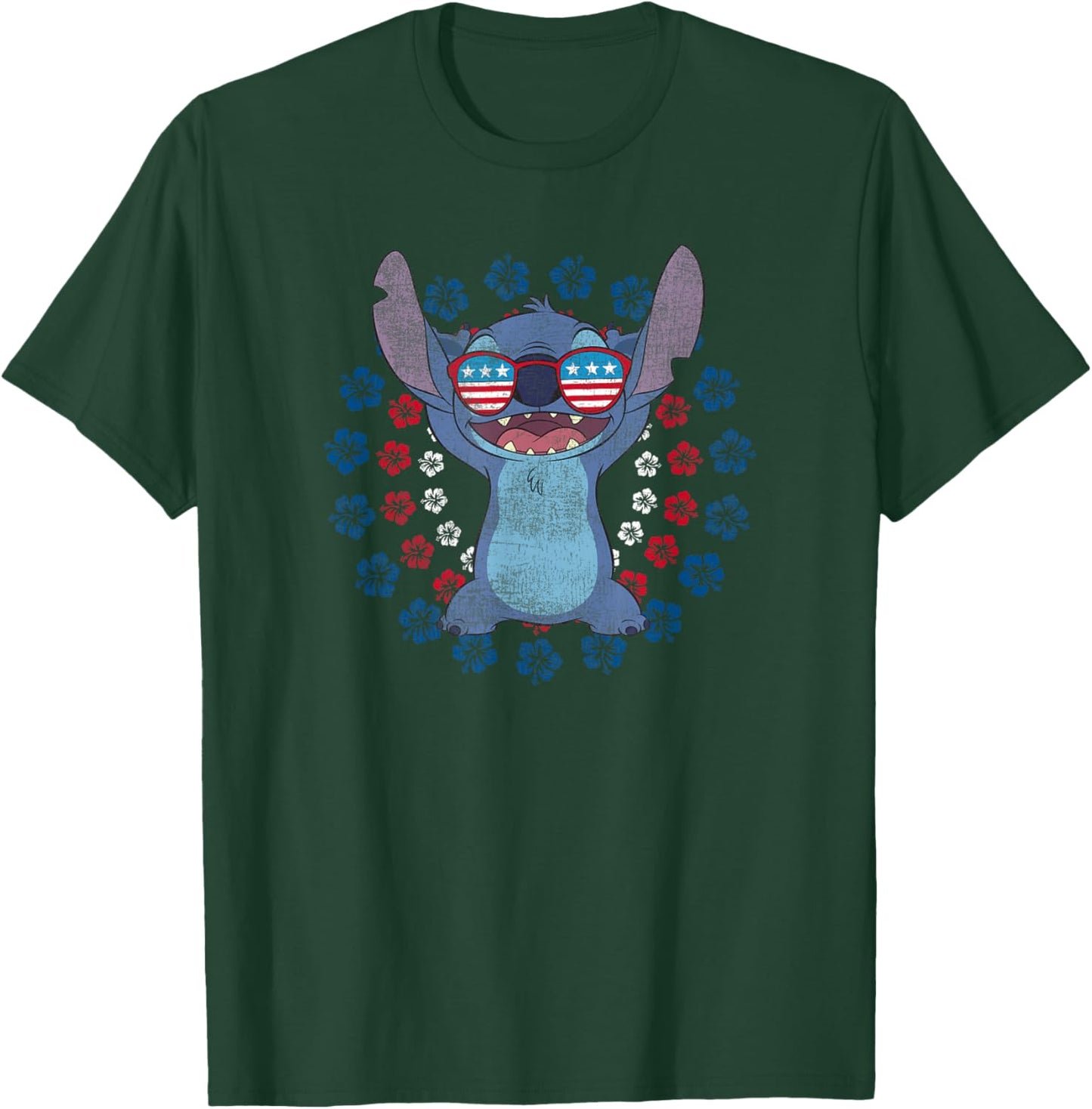 Disney Lilo & Stitch 4th of July Sunglasses Flag Americana T-Shirt - T-Shirt | Forest