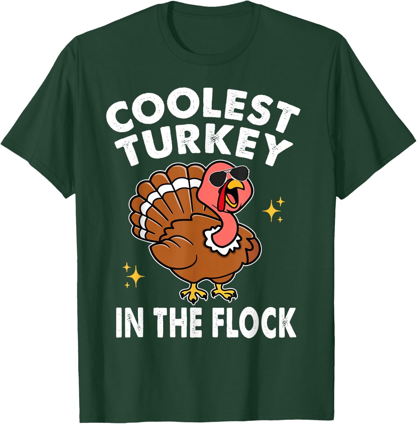 Coolest Turkey In The Flock Thanksgiving Shirts Kids Boys T-Shirt - T-Shirt | Forest