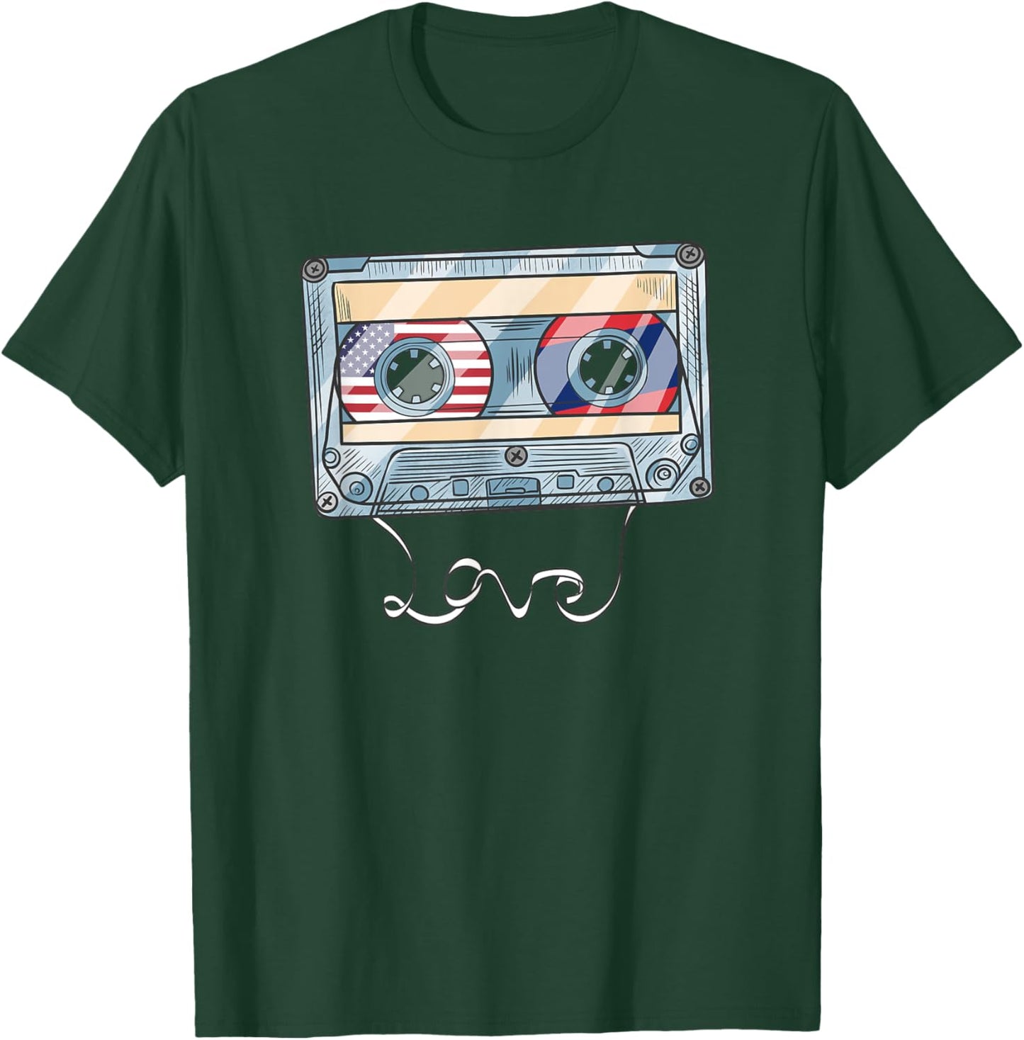 America USA American Laos Lao Laotian Mixed DNA Flag T-Shirt - T-Shirt | Forest