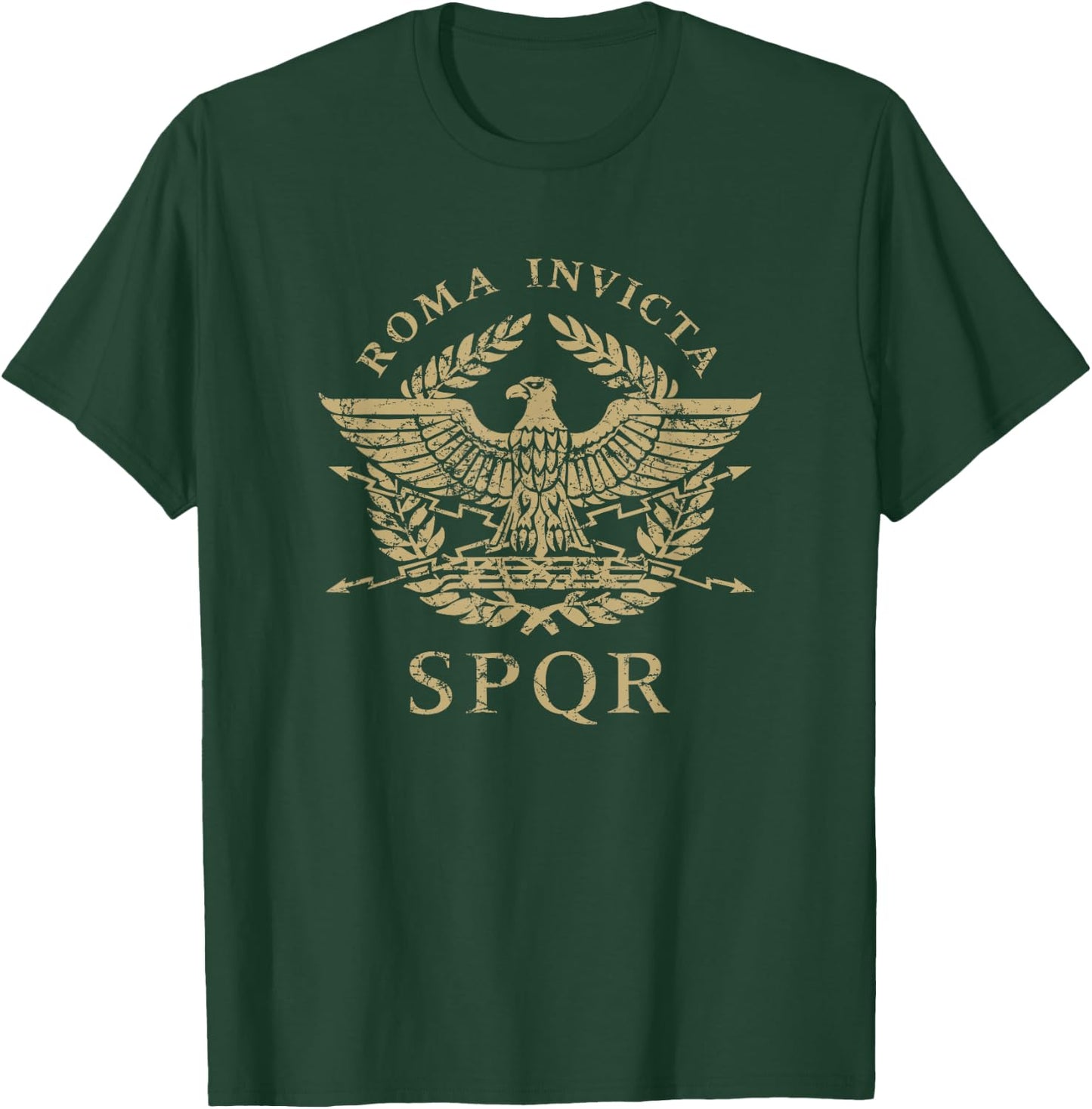 Roma Invicta SPQR Roman Eagle Distressed T-Shirt - T-Shirt | Forest