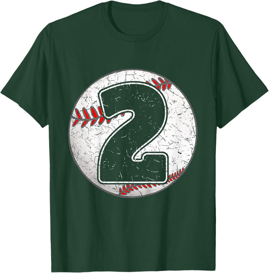 Kids Birthday Boy 2 Two Baseball 2nd Birthday Baseball Toddler T-Shirt - T-Shirt | Forest