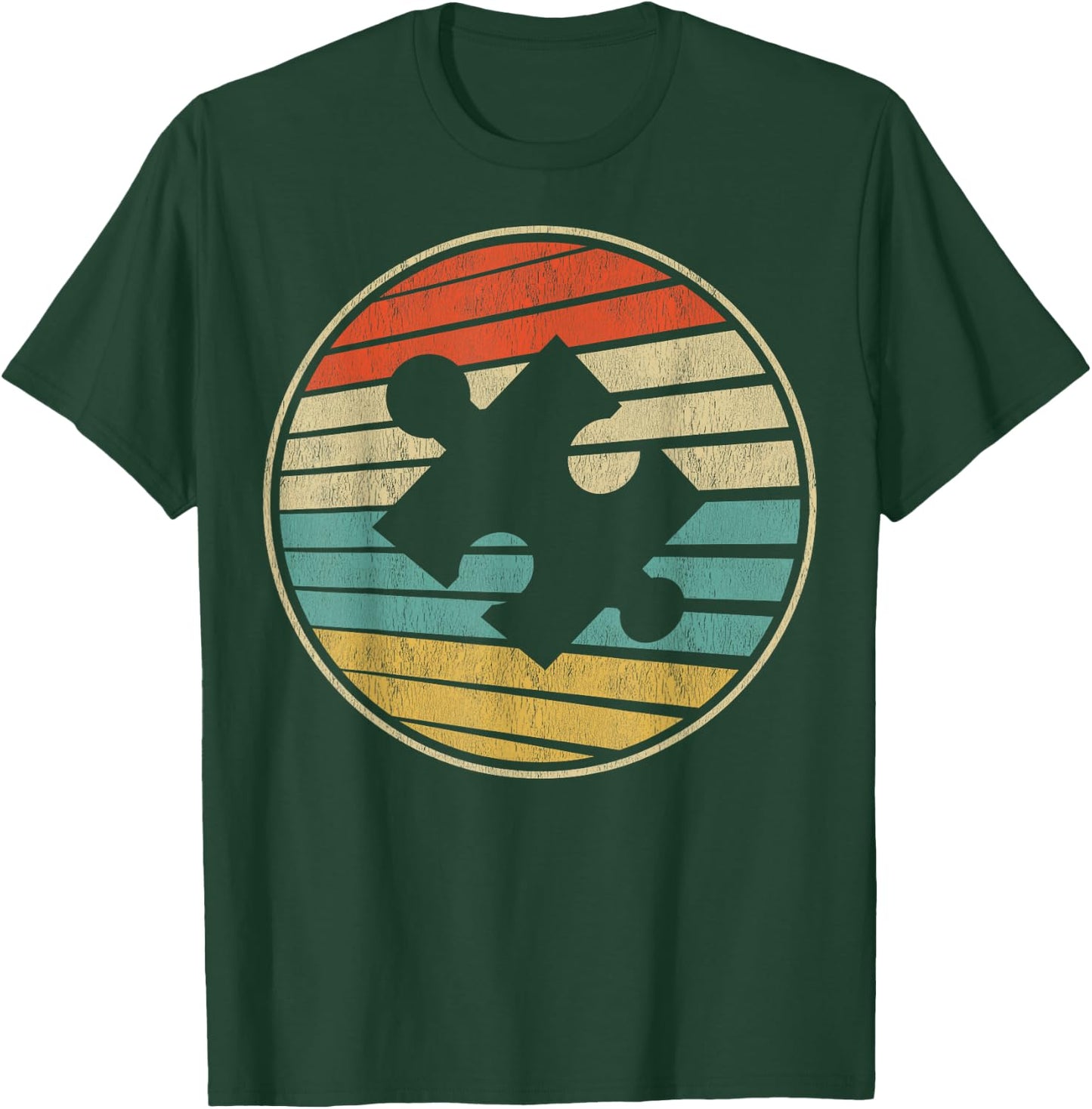 Autism Awareness Retro Vintage Autistic Kids Autism Puzzle T-Shirt - T-Shirt | Forest