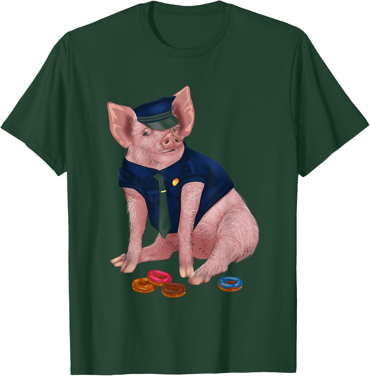 Humorous Police Doughnut Pig Cop For Policemen Sheriff T-Shirt - T-Shirt | Forest