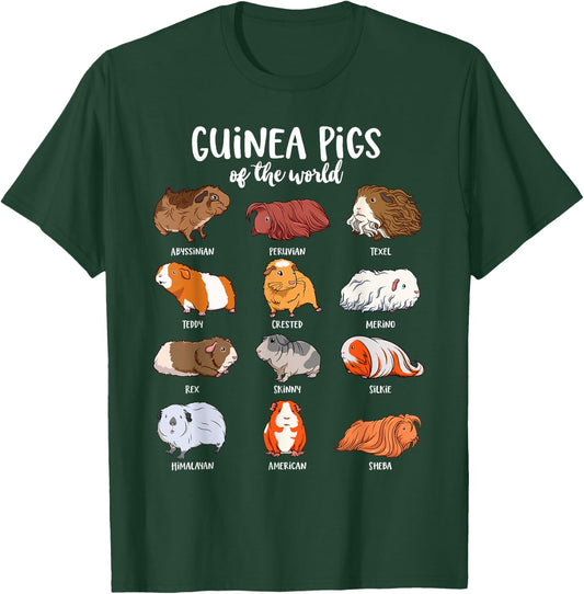 Cartoon guinea pigs - Types of Guinea pigs T-Shirt - T-Shirt | Forest