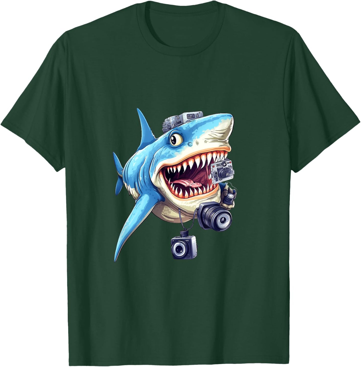 Shark Photographer Camera Photograph Photography Shark Lover T-Shirt - T-Shirt | Forest