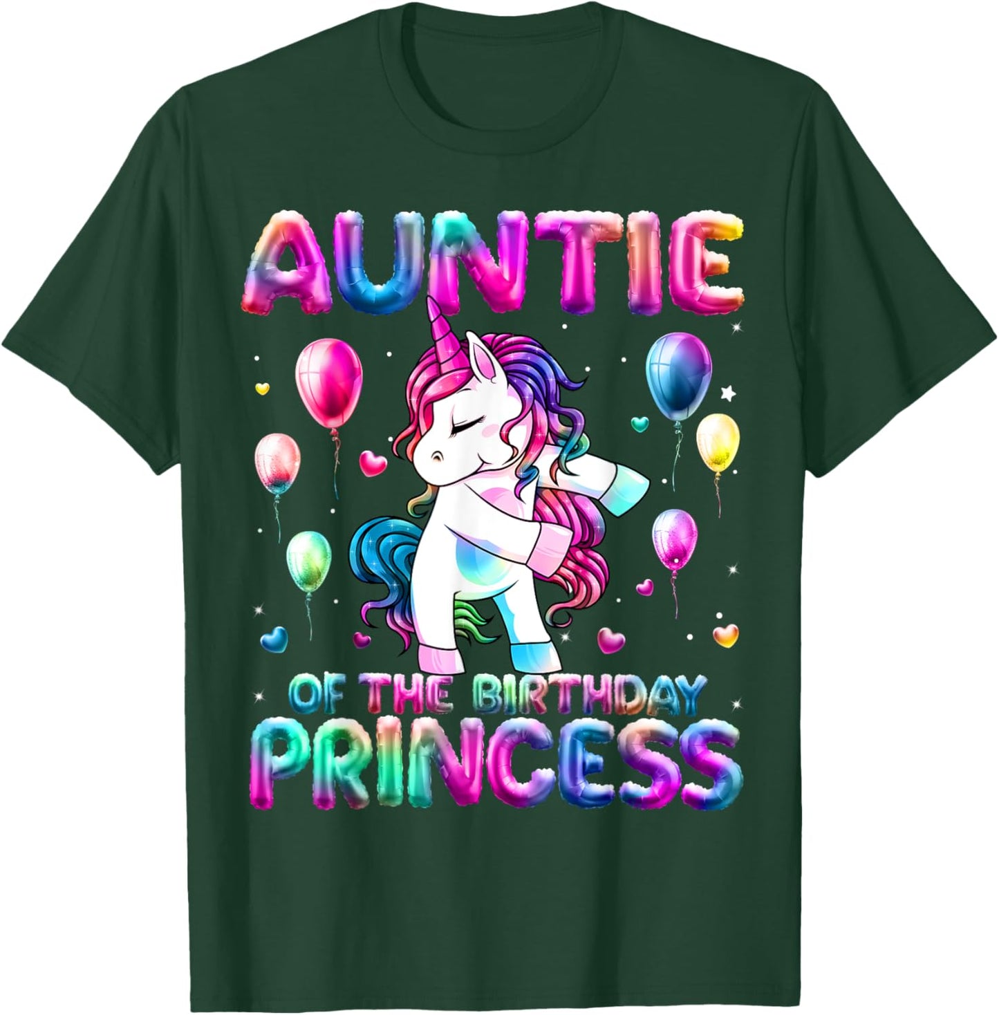 Auntie of the Birthday Princess Girl Flossing Unicorn Aunt T-Shirt - T-Shirt | Forest