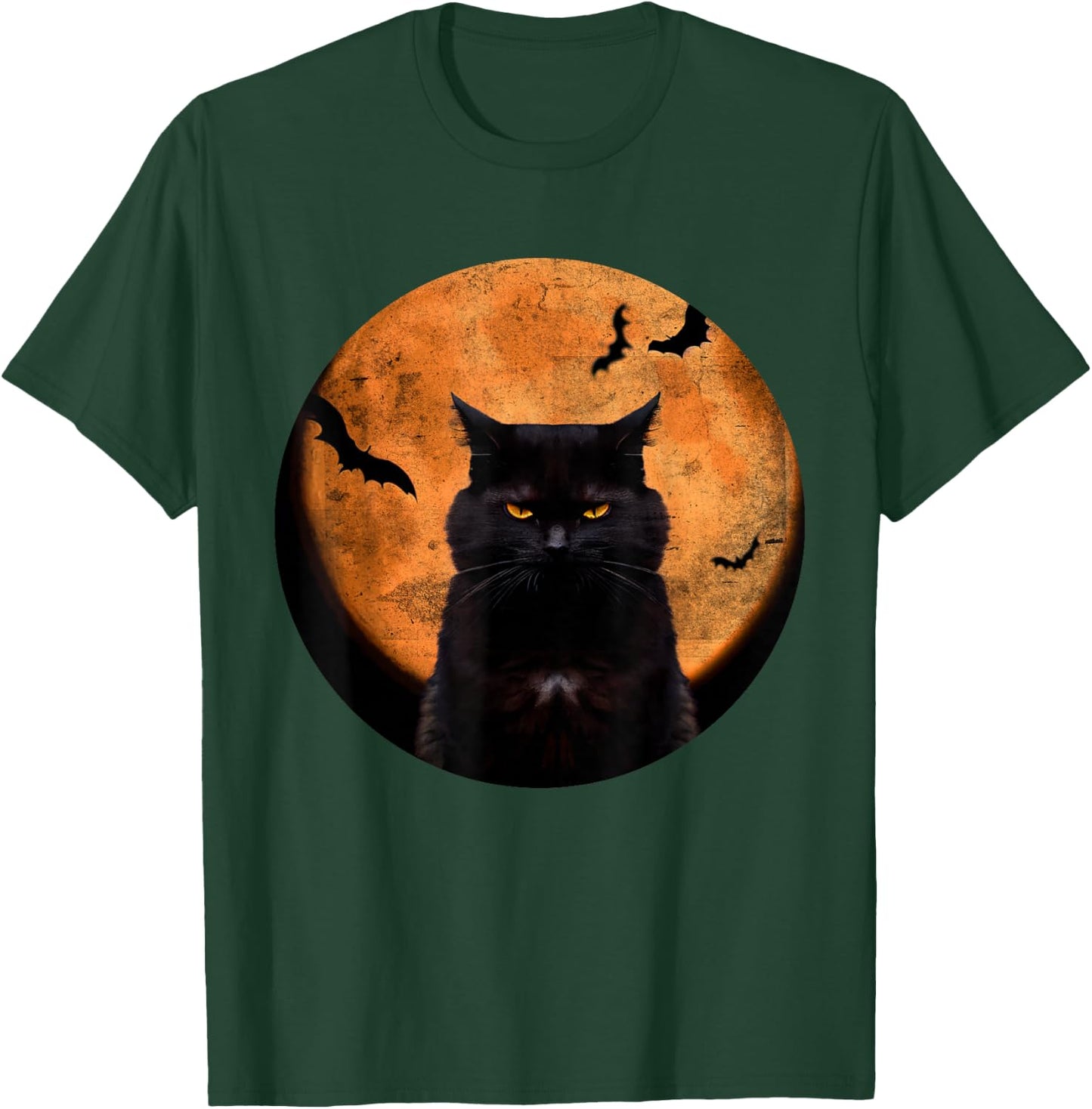 Vintage Scary Halloween Black-Cat Costume Retro Moon Cat Mom T-Shirt - T-Shirt | Forest
