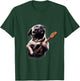 Pug Playing Guitar - Funny Rock Music Guitar Pug T-Shirt - T-Shirt | Forest