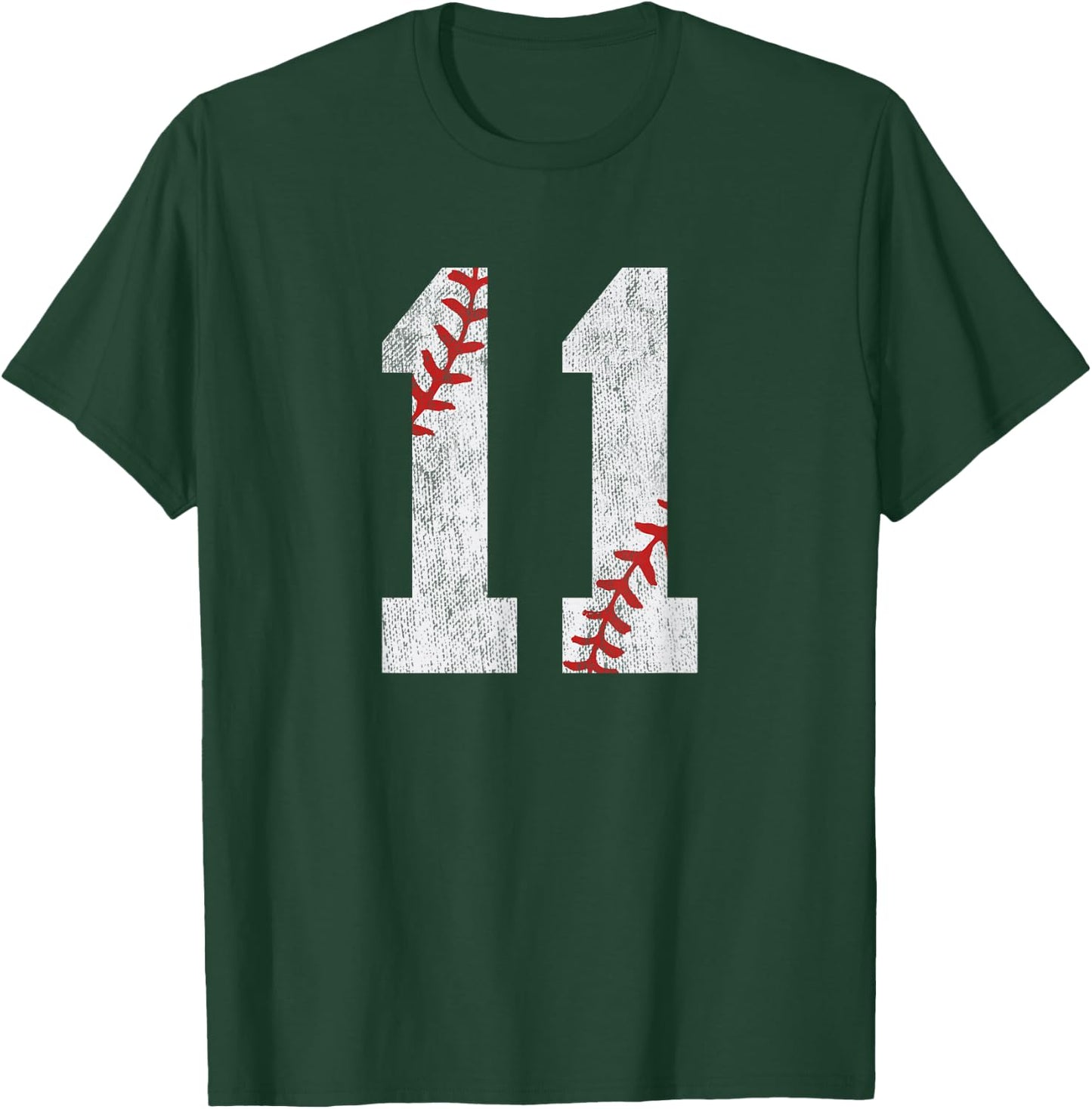 Number #11 Vintage 11th Birthday Baseball Lover 11 Years Old T-Shirt - T-Shirt | Forest
