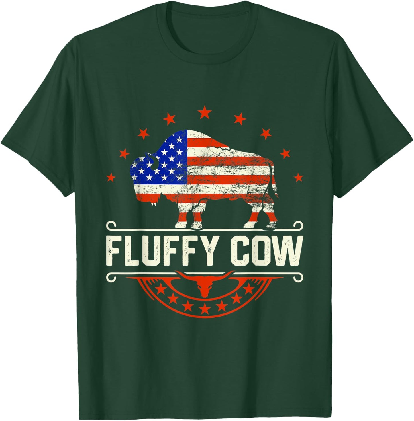 Fluffy Cow | Vintage American bison buffalo lover wildlife T-Shirt - T-Shirt | Forest