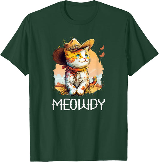Meowdy Cat Funny Howdy Meme Western Cowboy Kitten T-Shirt - T-Shirt | Forest