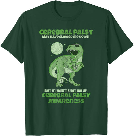CP Brain Damage Cute Dinosaur Kids Cerebral Palsy Awareness T-Shirt - T-Shirt | Forest