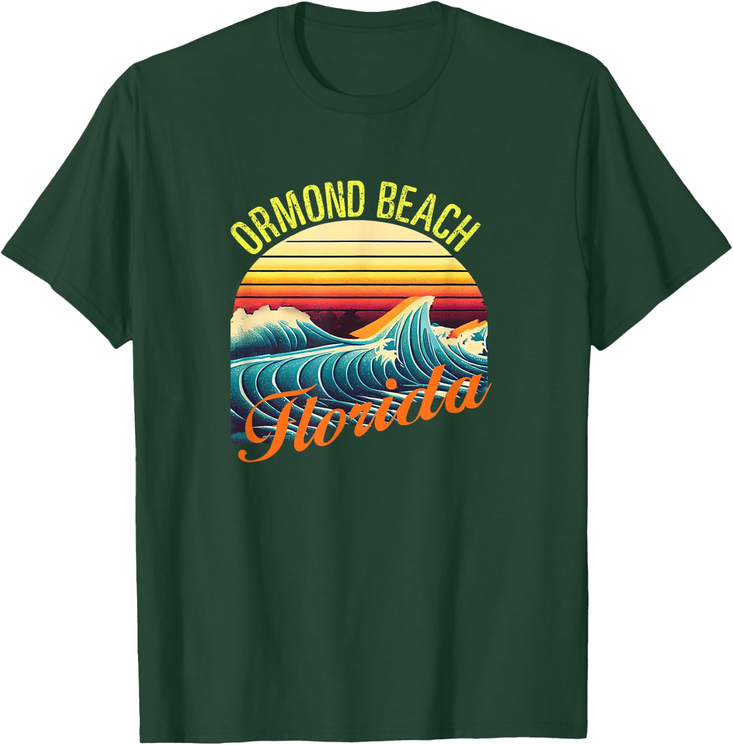 Ormond Beach Retro Surf Apparel & Beachwear, Ormond Beach T-Shirt - T-Shirt | Forest