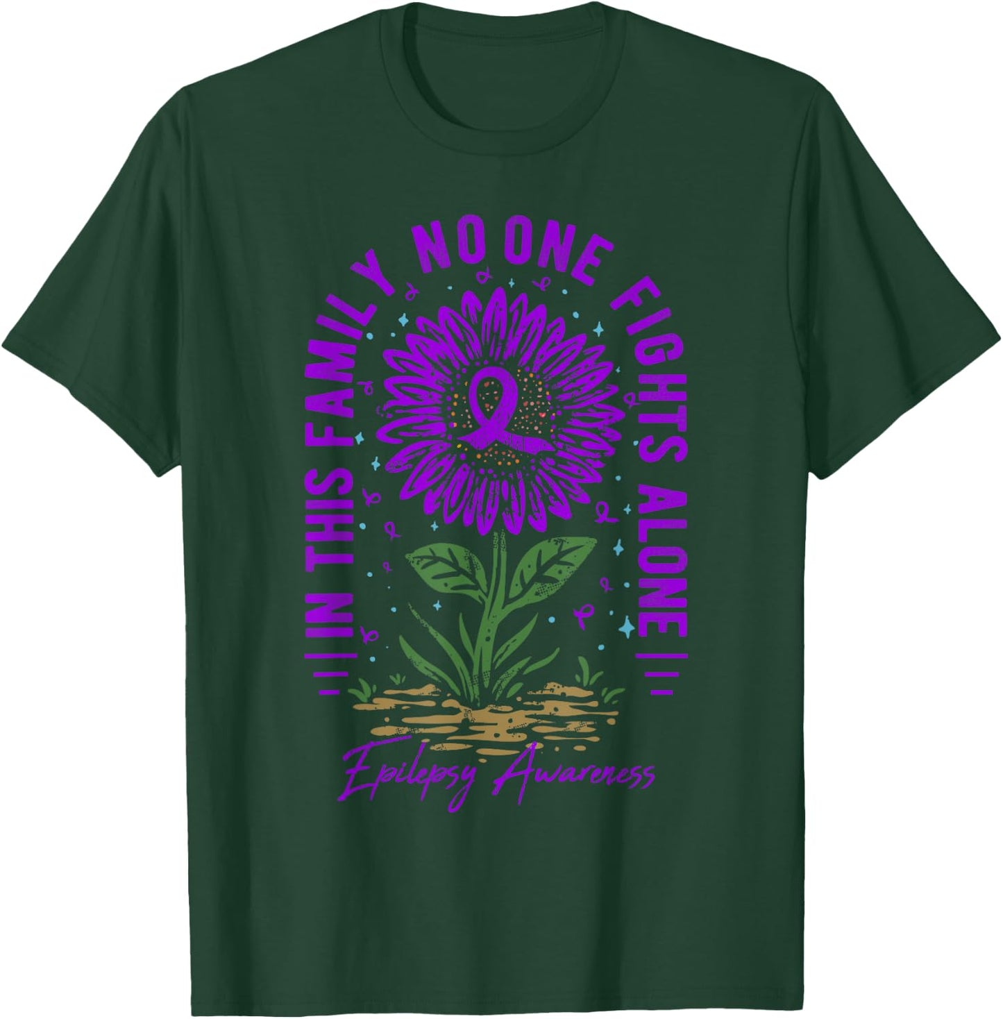 In This Family No One Fight Alone Epilepsy Awareness T-Shirt - T-Shirt | Forest