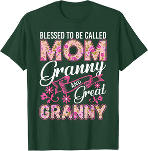 Blessed To Be Called Mom Granny And Great Granny Mothers Day T-Shirt - T-Shirt | Forest