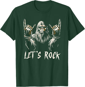 Bigfoot Rock On Funny Sasquatch Rock and Roll Let's Rock T-Shirt - T-Shirt | Forest