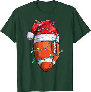 Santa Sports Design Boys Christmas Football Player T-Shirt - T-Shirt | Forest
