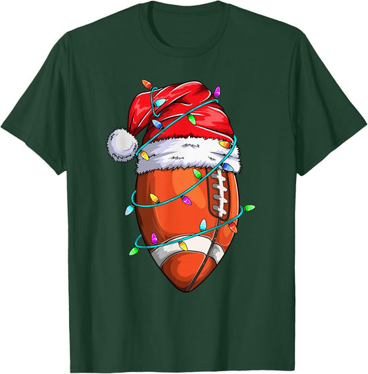 Santa Sports Design Boys Christmas Football Player T-Shirt - T-Shirt | Forest