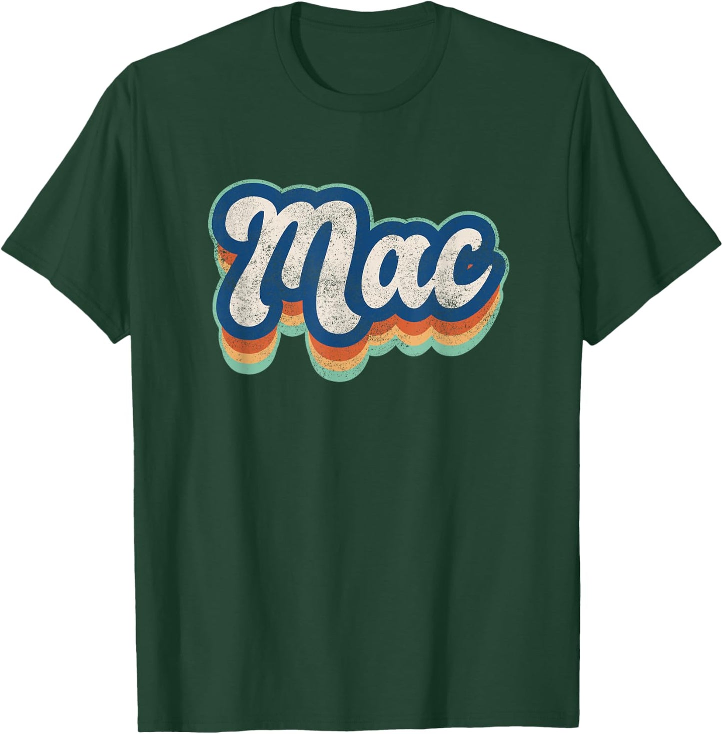 Mac First Name Boy Vintage Style 70s 80s Personalized T-Shirt - T-Shirt | Forest