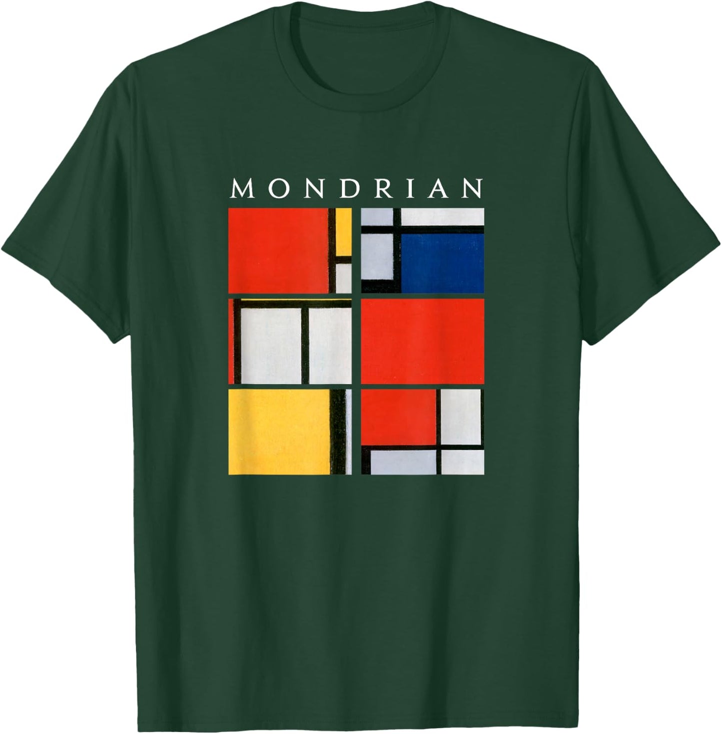 Mondrian: Composition with Red, Yellow, Blue, & Black (1921) T-Shirt - T-Shirt | Forest