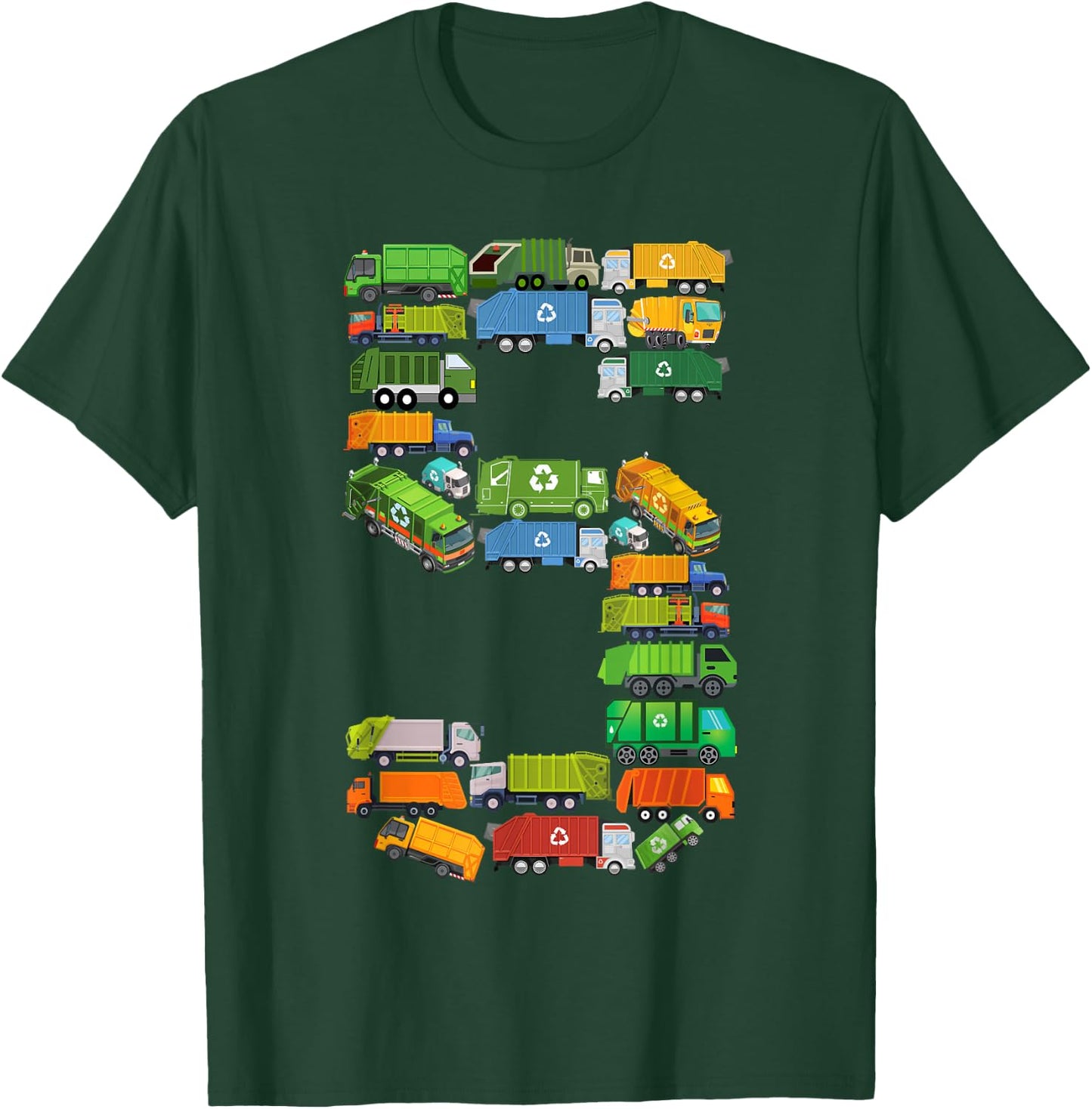 Fun Garbage Truck 5th Birthday Party 5 Year Old Boy Kids T-Shirt - T-Shirt | Forest