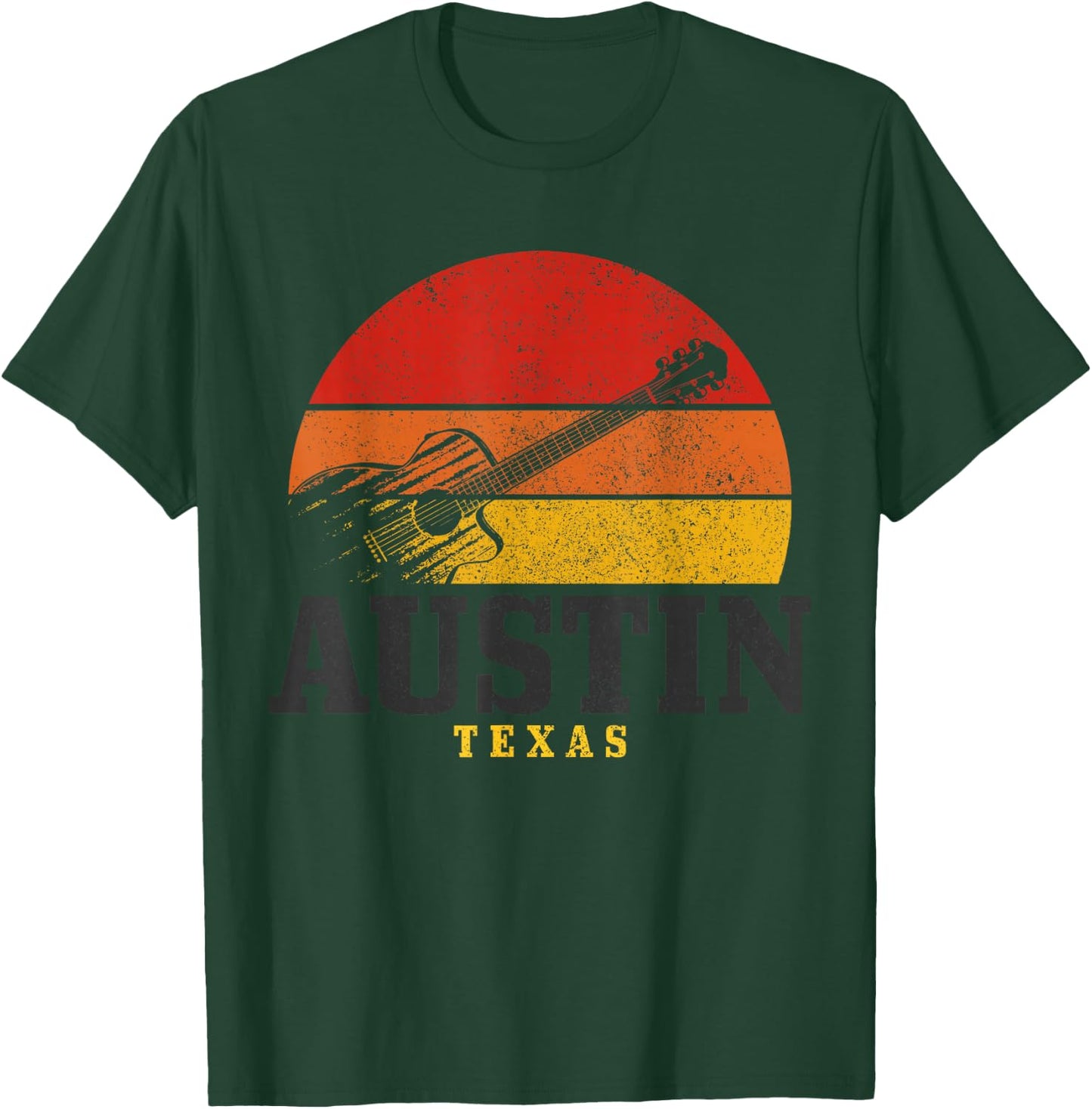 Austin Texas Guitar Country Music Folk Jazz Vintage T-Shirt - T-Shirt | Forest