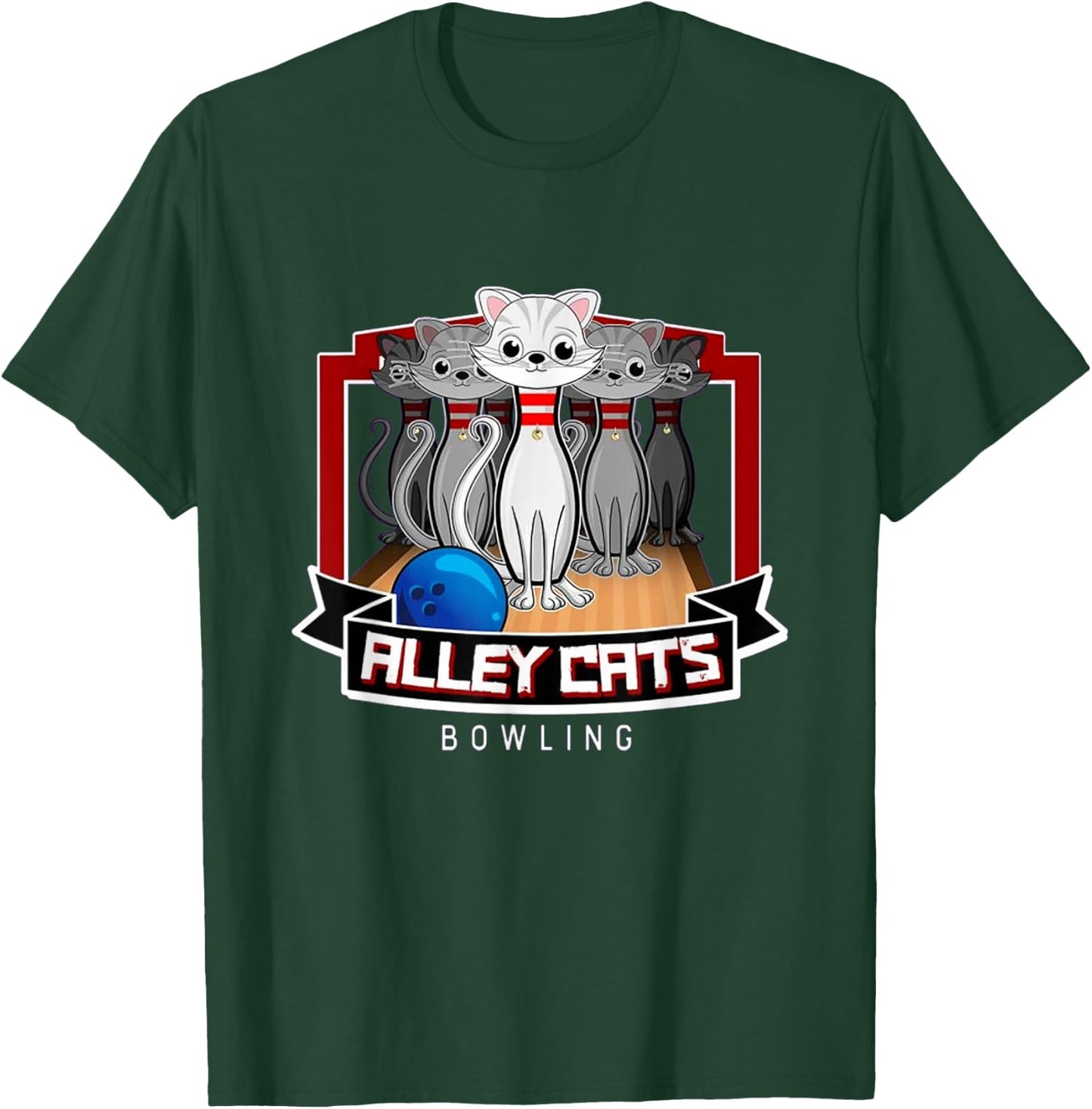 Alley Bowling Cats T-Shirt - T-Shirt | Forest