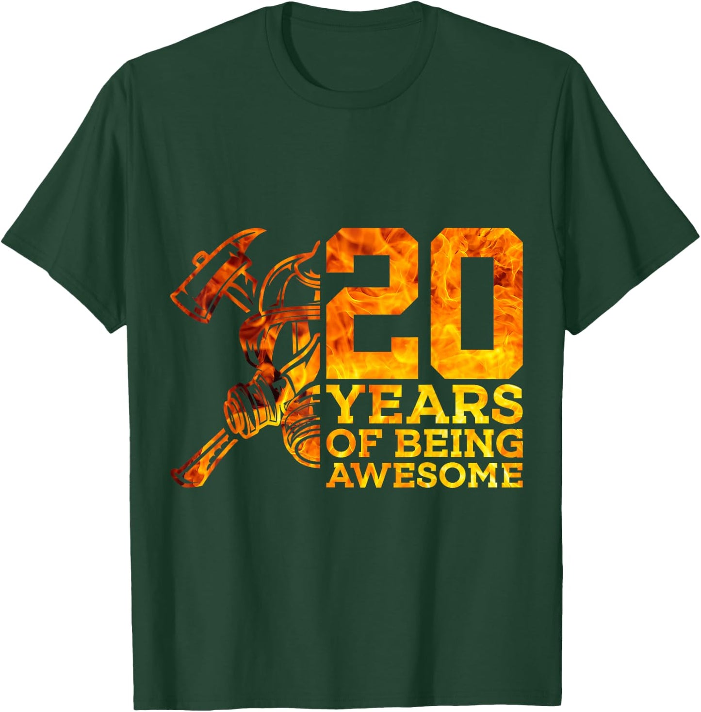20 Years of Being Awesome Fire 20th Birthday T-Shirt - T-Shirt | Forest