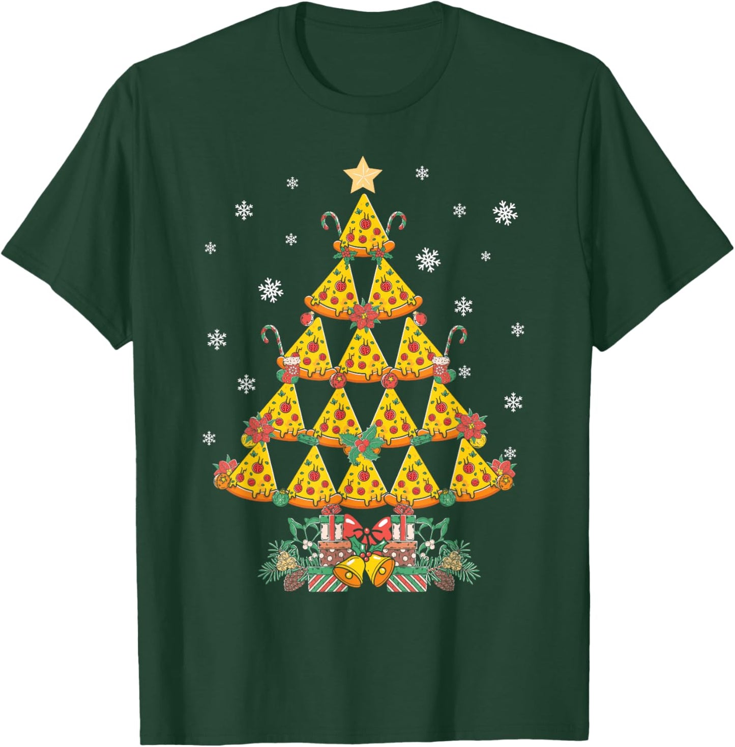 Pizza Christmas Tree Funny Pizza Christmas T-Shirt - T-Shirt | Forest