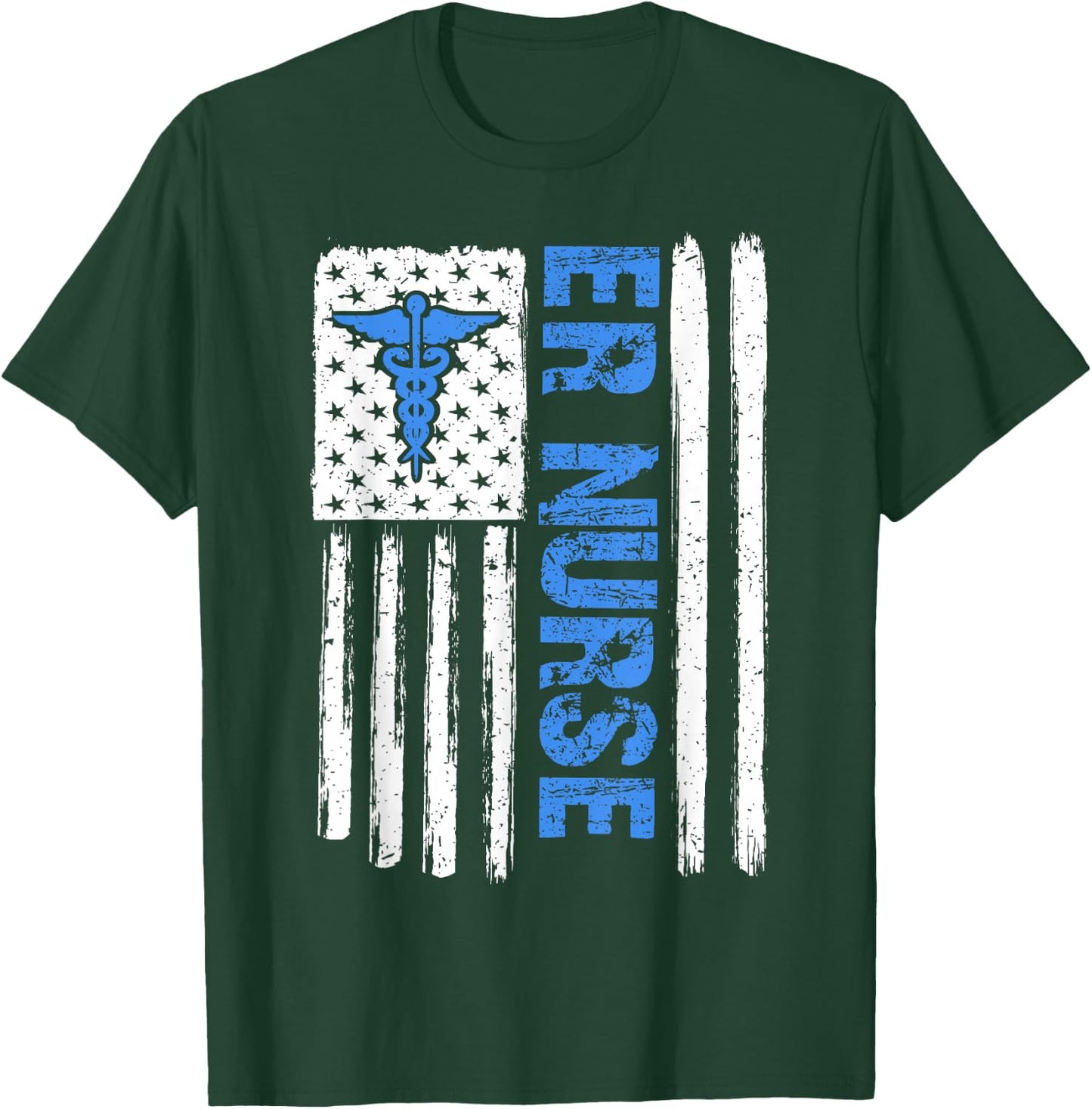 ER Nurse Emergency Room Nurse US flag vintage T-Shirt - T-Shirt | Forest