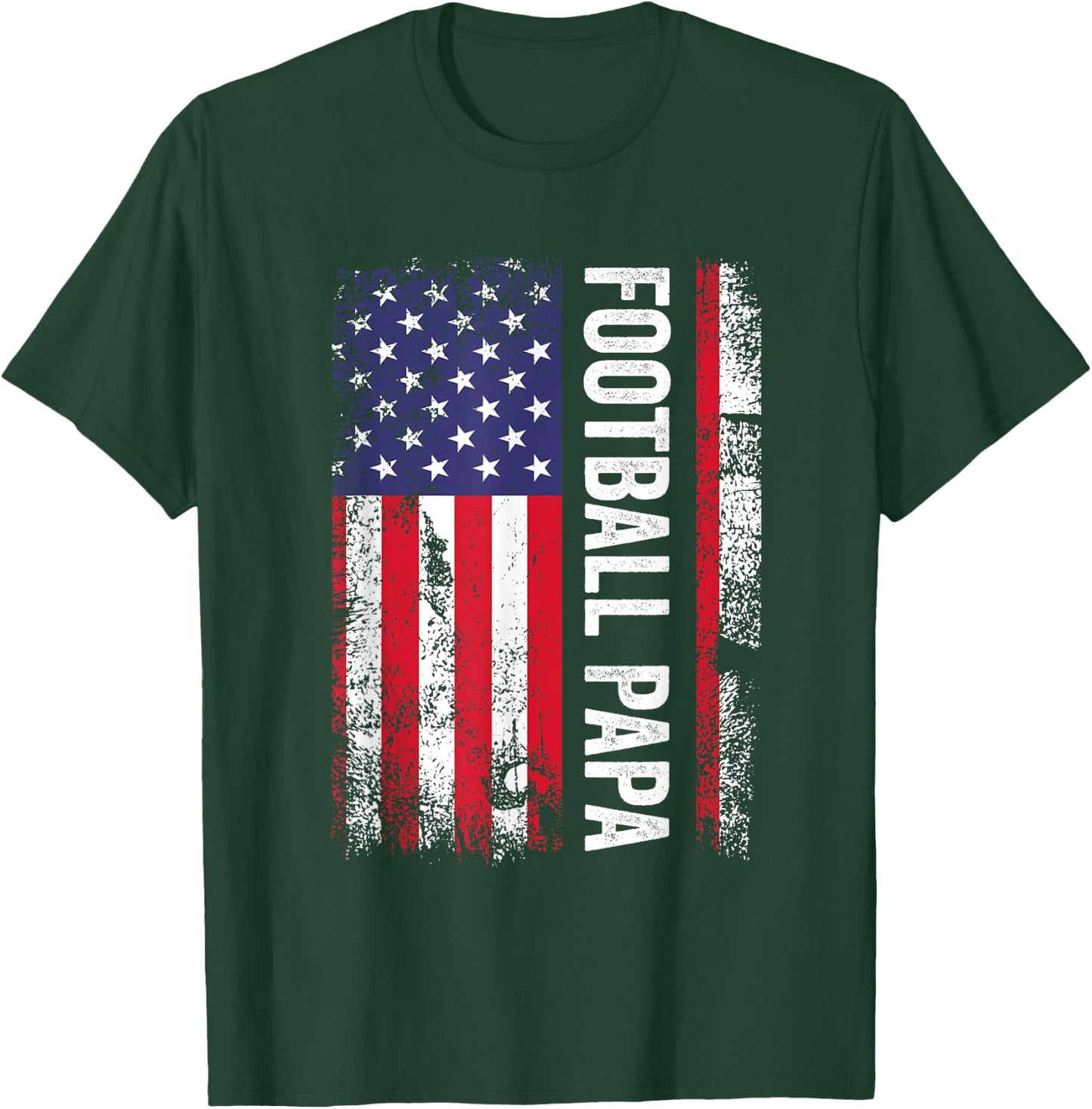 Football Papa American Flag USA Patriotic T-Shirt - T-Shirt | Forest