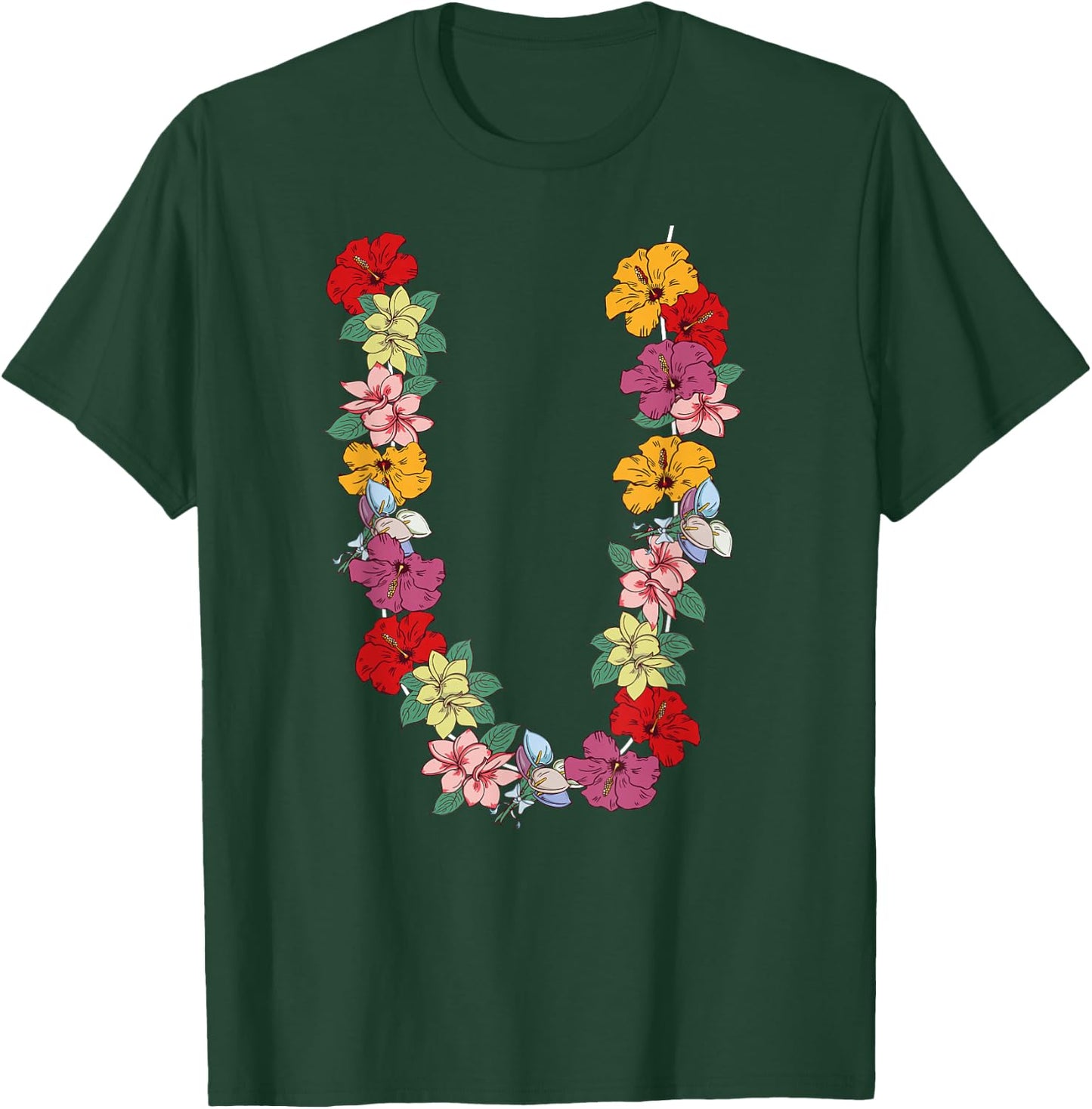 Tropical Summer Holiday Hawaiian Flower Lei Hawaii T-Shirt - T-Shirt | Forest