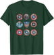 Marvel Comics Retro Classic Captain America Shields Variety T-Shirt - T-Shirt | Forest