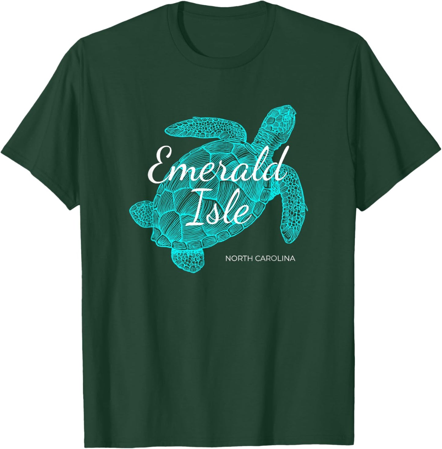 Emerald Isle North Carolina Vacation With A Turtle Graphic T-Shirt - T-Shirt | Forest