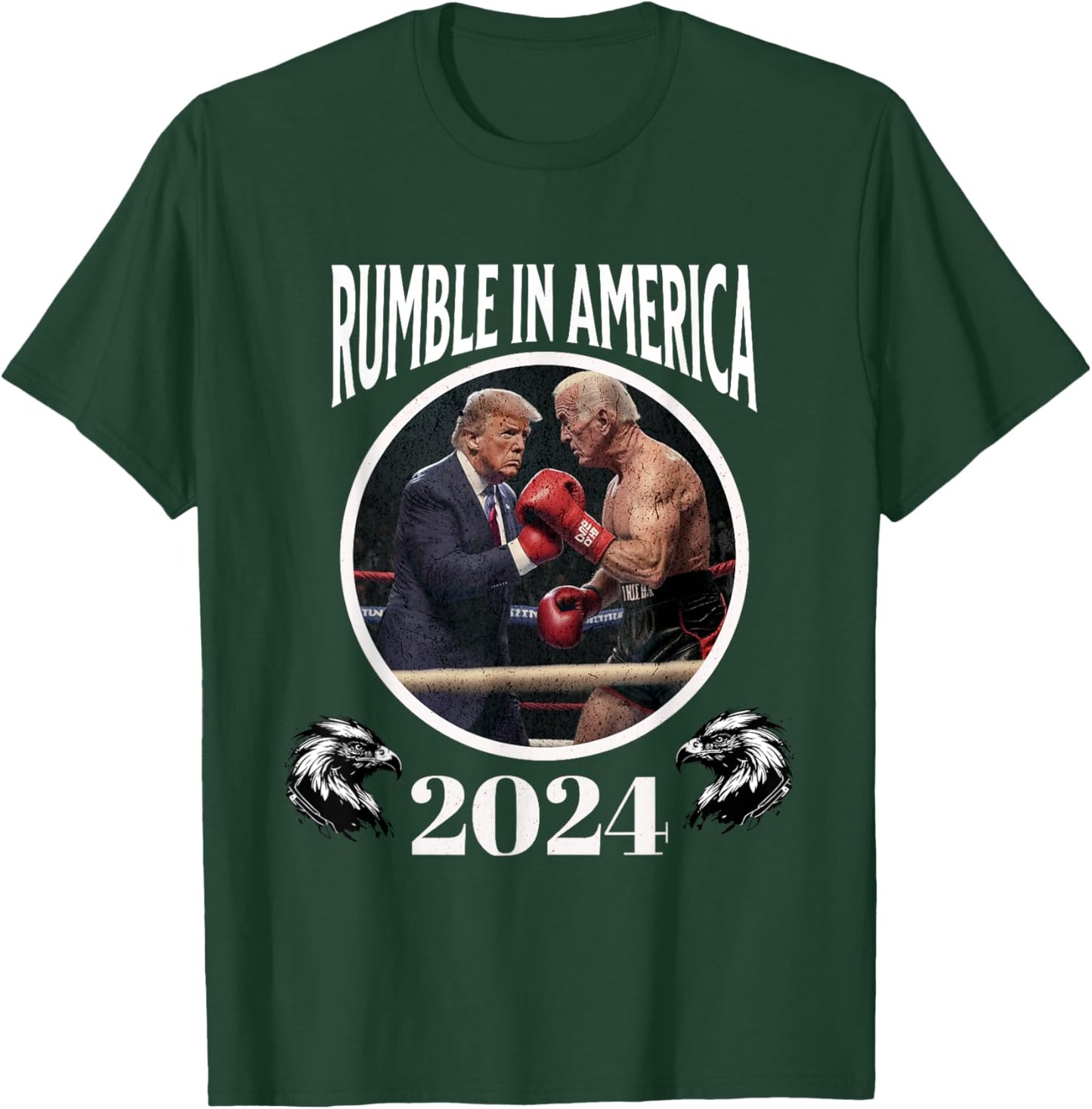 Rumble in America 2024 Boxing Presidents Funny Men and Women T-Shirt - T-Shirt | Forest