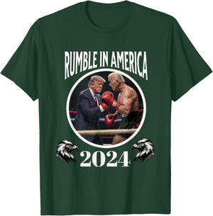 Rumble in America 2024 Boxing Presidents Funny Men and Women T-Shirt - T-Shirt | Forest