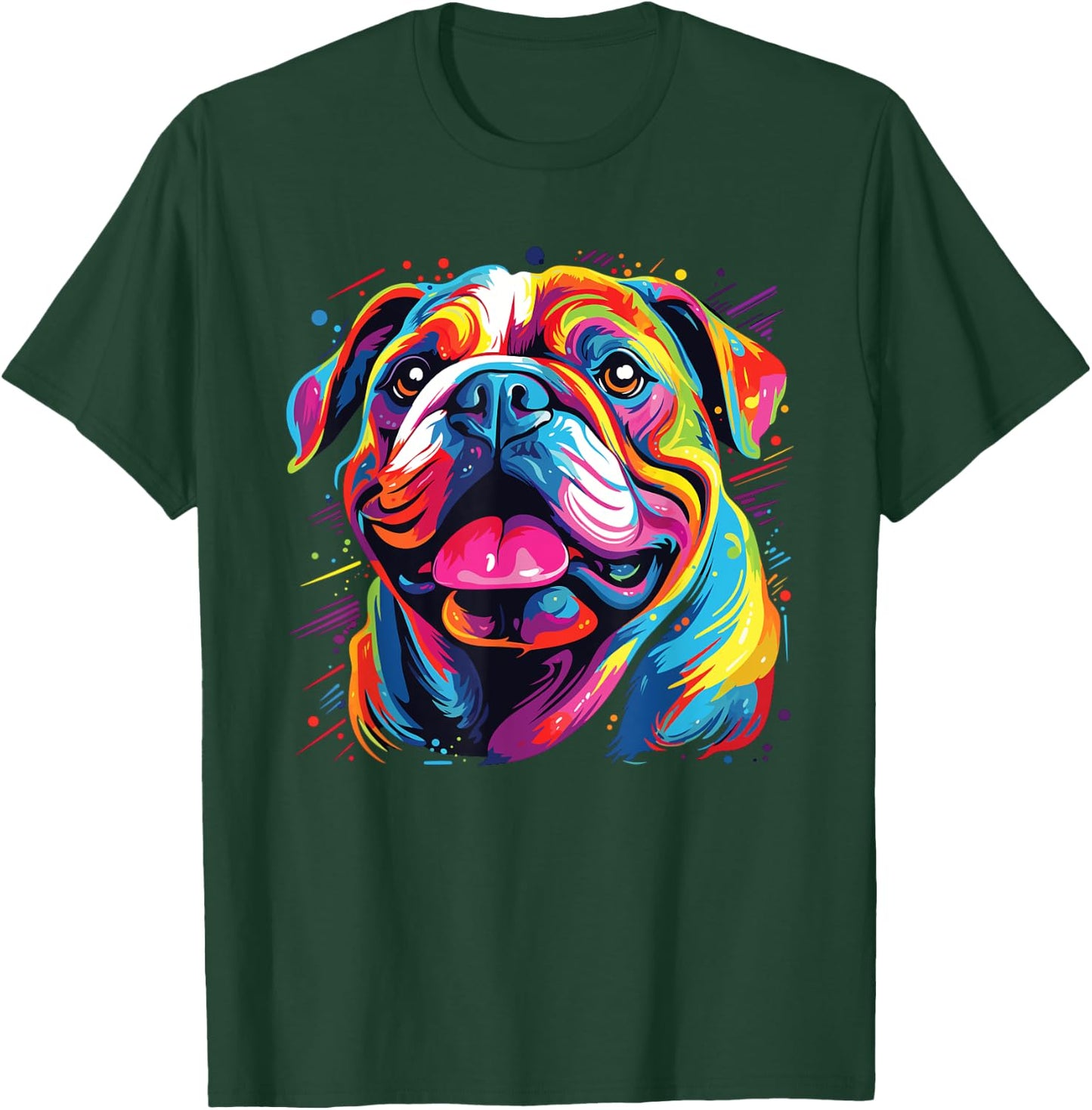 Watercolor Colorful Bulldog Dogs Women Kids T-Shirt - T-Shirt | Forest