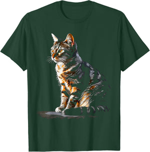Cat Portrait Artwork | Animal Motif Cat T-Shirt - T-Shirt | Forest