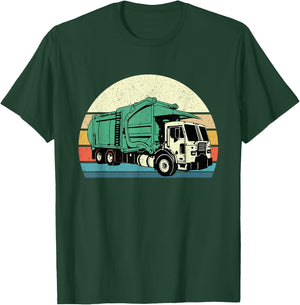 Retro Garbage Truck - Dump Trash Collector Recycling Lover T-Shirt - T-Shirt | Forest