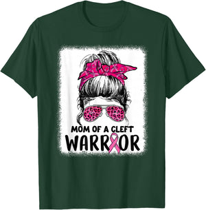 Mom Of Cleft Warrior Messy Bun Cleft Lip & Palate Awareness T-Shirt - T-Shirt | Forest