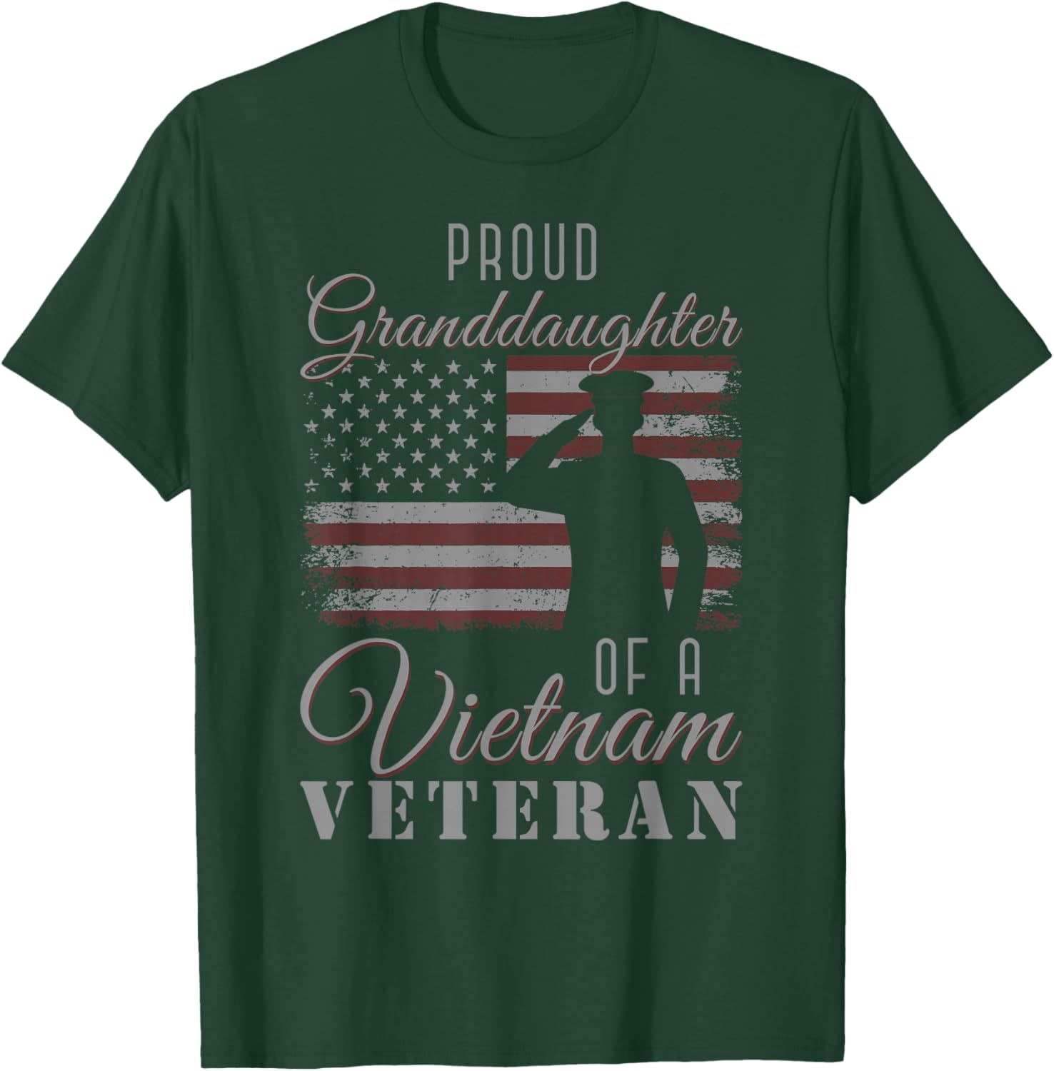 USA Flag Soldier Proud Granddaughter of A Vietnam Veteran T-Shirt - T-Shirt | Forest