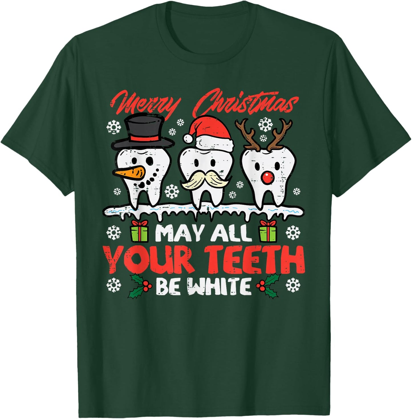 Christmas All Teeth White Xmas Dentist Dental Squad Women T-Shirt - T-Shirt | Forest