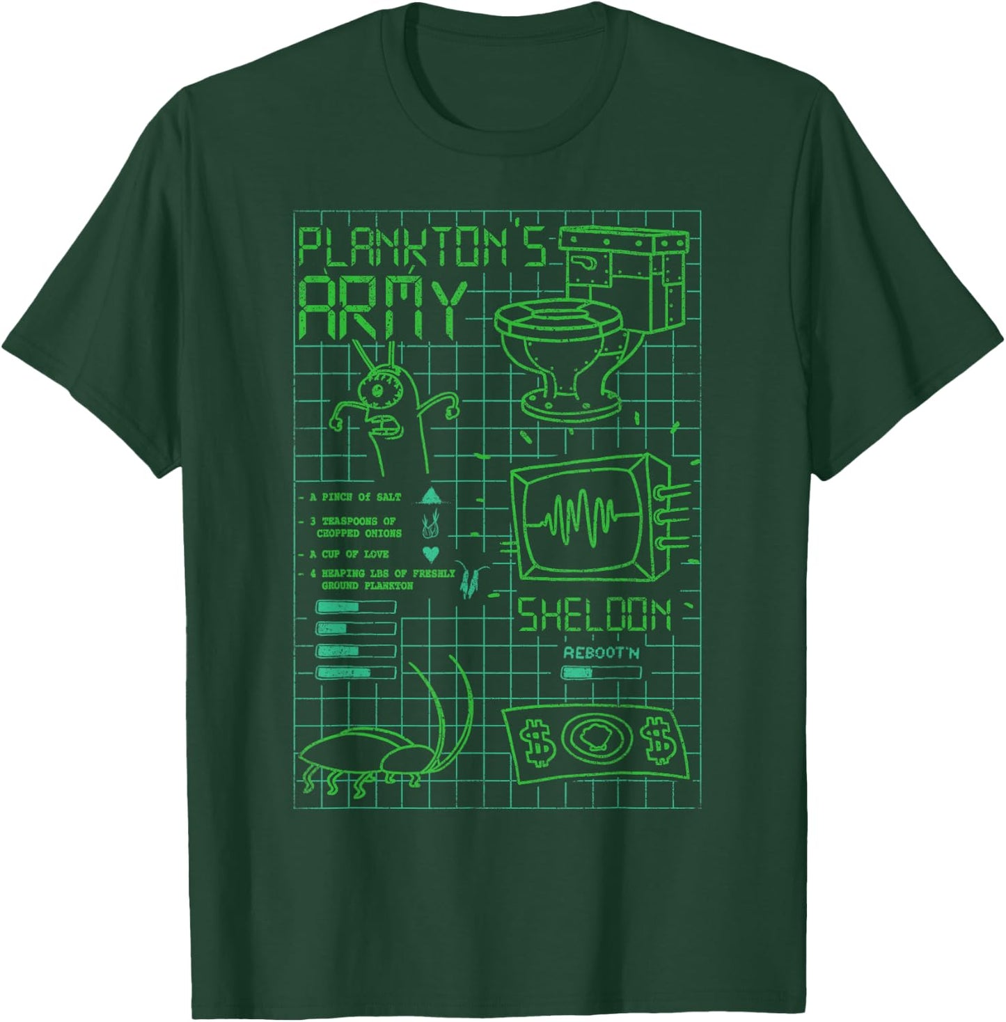 Spongebob Squarepants Plankton's Army Karen Data Grid Logo T-Shirt - T-Shirt | Forest