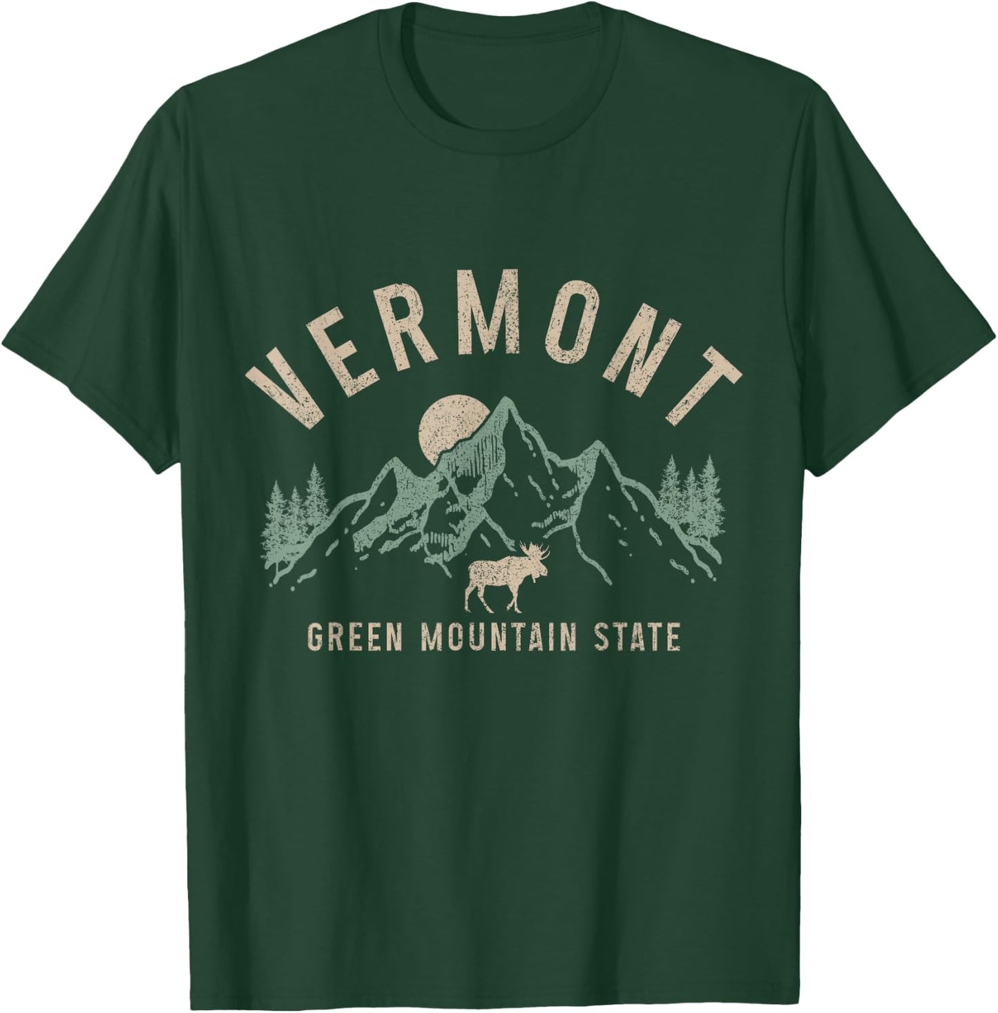 Vermont Green Mountain State Moose Vintage Pride T-Shirt - T-Shirt | Forest