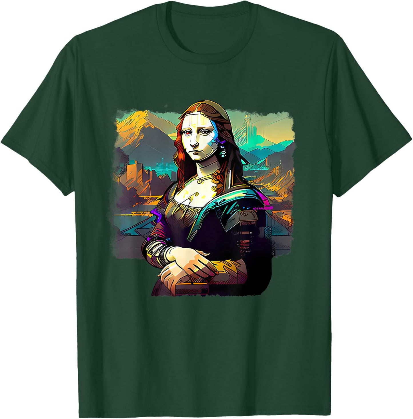 Cyberpunk Aesthetic - Cyberpunk Mona Lisa - Famous Painting T-Shirt - T-Shirt | Forest
