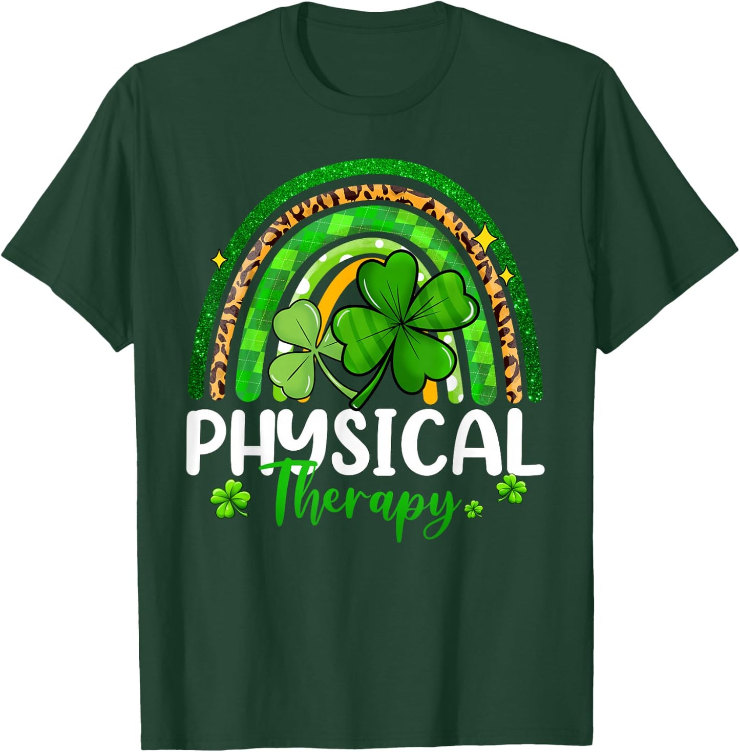 Physical Therapy St Patricks Day Rainbow Women Therapist T-Shirt - T-Shirt | Forest