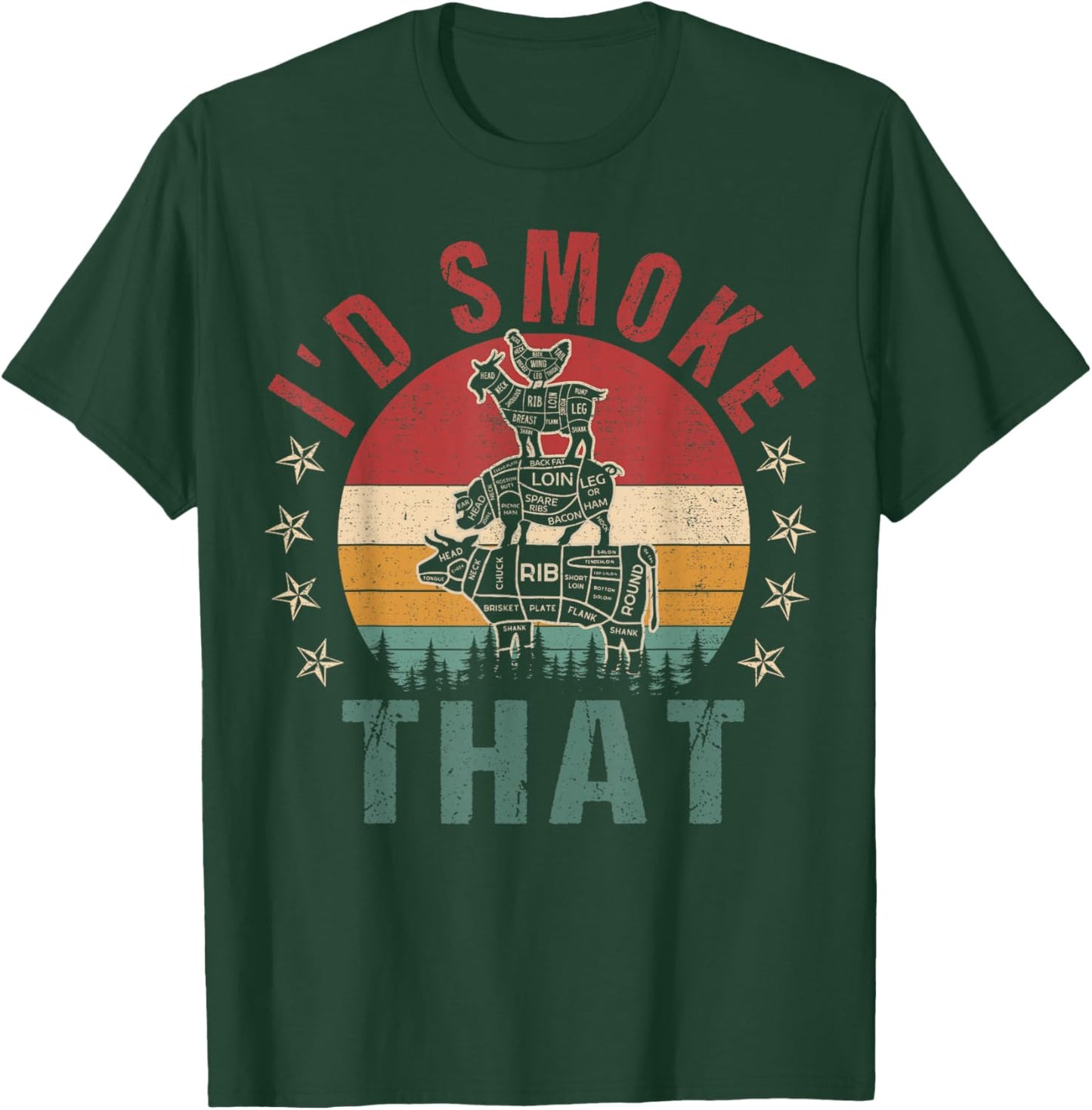 Funny I'd Smoke That BBQ Shirt Chef Men Women Gift Grilling T-Shirt - T-Shirt | Forest