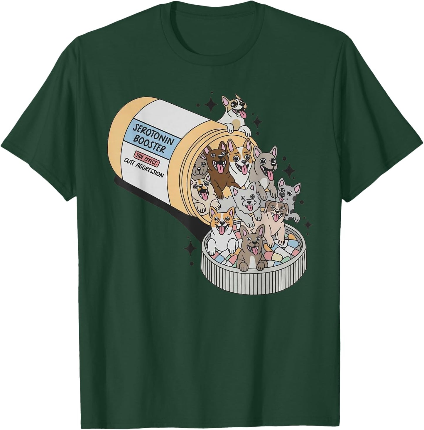 Serotonin Booster Dogs - Side Effect Cute Aggression Funny T-Shirt - T-Shirt | Forest