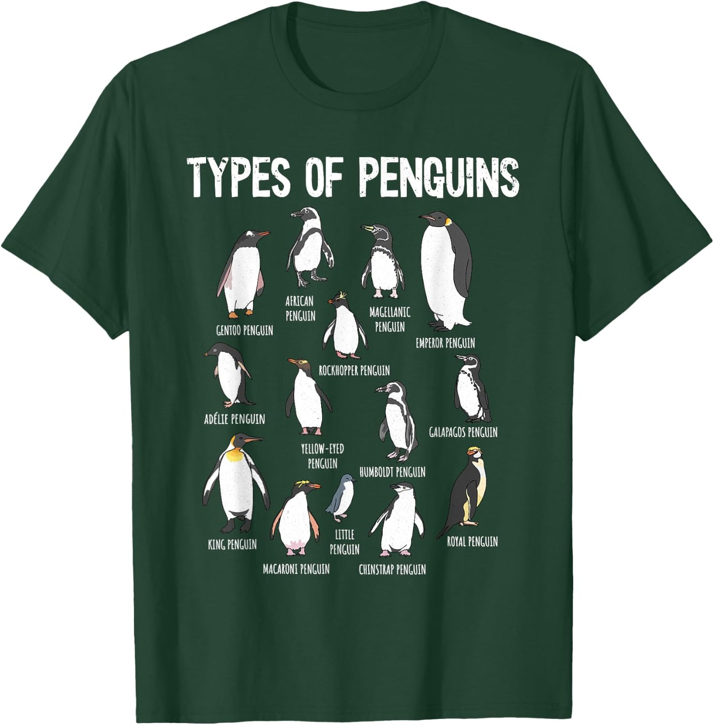 Penguin Types, Penguin Lover Art, Bird Lover, Penguin T-Shirt - T-Shirt | Forest
